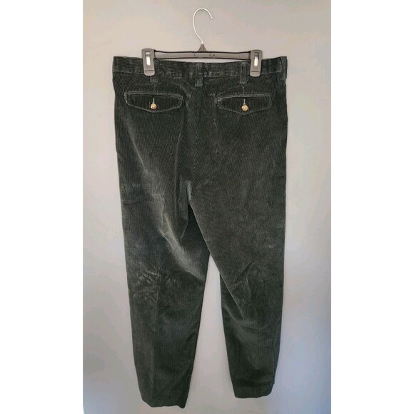 L.L. Bean Corduroy Pants Men's 34x31 Green Pleated Classic Fit Straight 90's - Picture 3 of 4